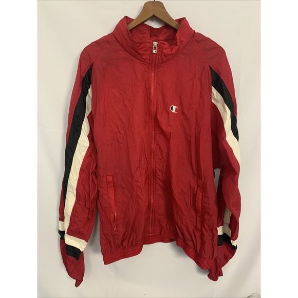 Champion Other - Vintage Champion Windbreaker Full Zip Red, White & Black Color Jacket Size XL
